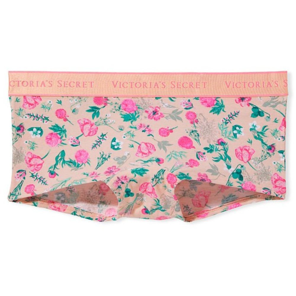 VS S Logo Cotton Shortie Panty Peach Garden Floral Flowers NWT Victoria’s Secret